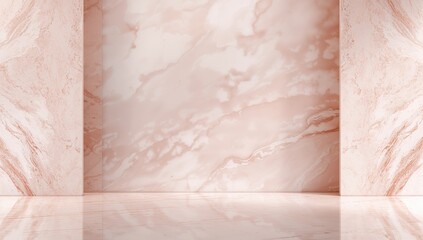 Elegant marble and granite wall surface with smooth textures in soft pink and blush tones, suitable for interior decor