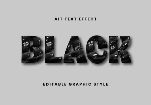 Black Onyx Marble Vein Text Effect Glossy Coal Bold Font