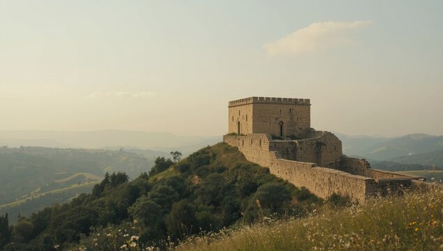 Ancient fortress remains located on Mount Hermon slope, emphasizing archaeological preservation in the area