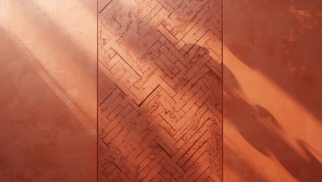 Terracotta-colored herringbone tiles arranged for decorative wall or floor surfaces, ideal for UI backdrop