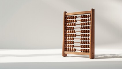 Educational abacus with beads on a white background used for teaching basic arithmetic skills