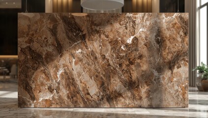 Seamless platinum brown marble surface suited for upscale environments like hotel lobbies and elevator interiors, highlighting durability