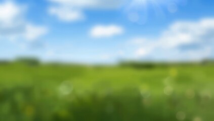 Colorful out-of-focus greenery with sky and clouds, used as a background for environmental campaigns