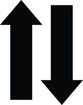 two way arrows icon black vertical up and down opposite direction symbol for transfer exchange swap and bidirectional movement graphic