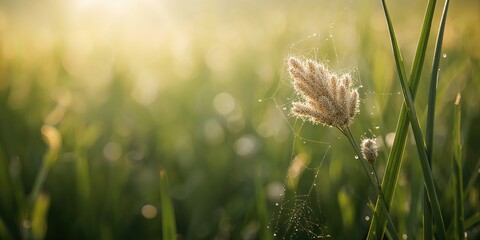 Wild grass and flowers in a garden setting under the hot sun, natural growth and seasonal change