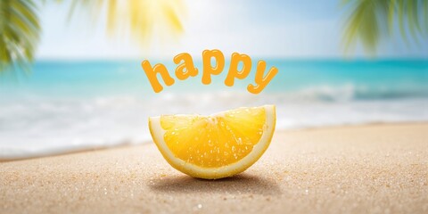 Lemon slice with a bright yellow background, citrus freshness, ideal for summer-themed designs