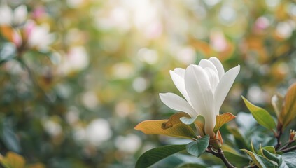 Magnolia blossoms in full bloom, serving as a natural indicator of springtime growth
