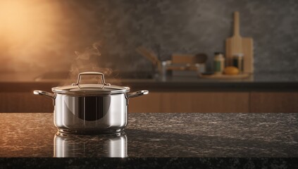 Kitchen cookware set arranged for efficient cooking, focusing on organization and safety