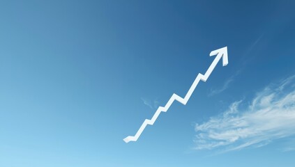 A sky with arrows pointing up and down against a blue backdrop, used for illustrating fluctuations or trends, Earth Day