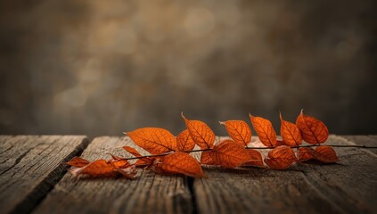 Obraz premium Orange leaves on the ground, natural fall pattern used for background or design, seasonal change