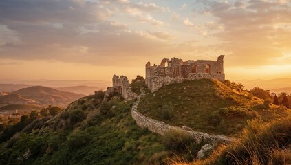 Obraz premium Dusk lighting at archaeological mound in biblical Gath, highlighting erosion risk in historic areas
