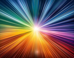 vibrant abstract artwork showcasing sun rays in a spectrum of colors creating a dynamic visual experience