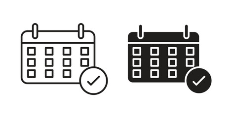 Calendar check icons symbol. Simple, flat design for web or mobile app