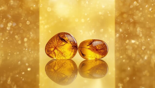 Transparent yellow amber with internal inclusions, ideal for jewelry manufacturing, highlighting material purity
