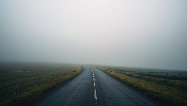 Pathway disappearing into dense fog, highlighting navigation risks in low-visibility conditions