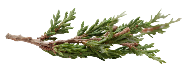 Seedling fronds show compact green growth on brown stems with a transparent background. Green branches are cut out and displayed without distractions
