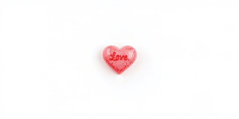 Pink Valentine's Day candy heart with Love Heart text, used as a romantic message token