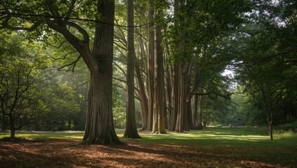 Dense woodland with vertical trees acting as habitat and air purifier, ecological importance