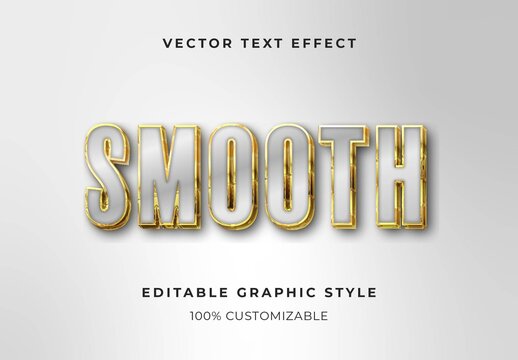 White And Golden 3D Glossy Gold Metal Text Effect Metallic Bold Outline Font