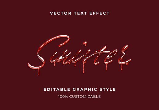 Red And White Horror Retro Comic Text Effect Script Blood Dripping Font