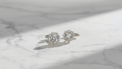 Silver cufflinks with white stone placed on marble, focusing on jewelry preservation and care techniques