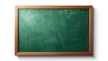 Fototapeta premium Green chalkboard isolated on white background serving as an editorial header background