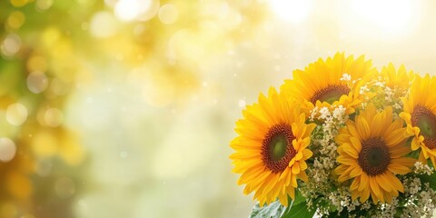 Obraz premium Festive floral display with bright yellow sunflowers for seasonal celebration