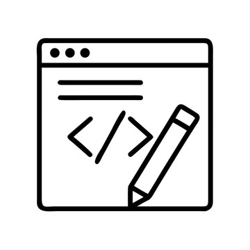 Stylized coding website interface with pencil indicating creation or editing