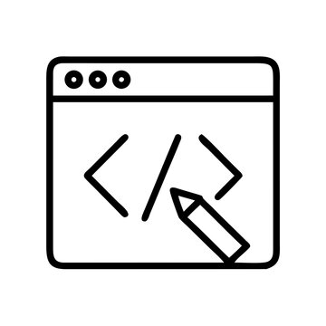 Coding Interface Illustration Website development concept with HTML code and design pencil icon
