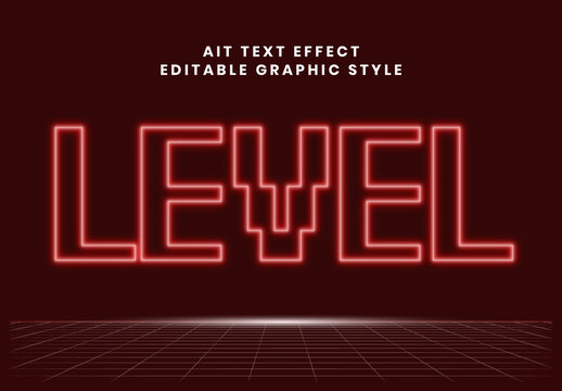 Red Futuristic Grid Neon Outline Text Effect Pixel Glowing Font
