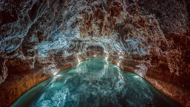 Underground salt tunnel featuring crystalline salt walls, highlighting mineral preservation, Earth Day