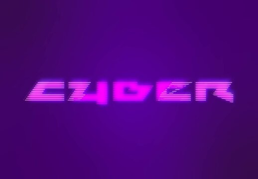 Violet And Pink Cyberpunk Text Effect Futuristic Scanline Glitch Font