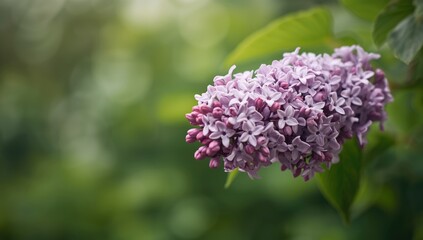Obraz premium Bright spring lilac blooms on a bush with soft focus, highlighting floral background use, World Flora Day