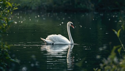 Swan floating on a calm pond surface, highlighting waterfowl grace and aquatic environment, World Wildlife Day