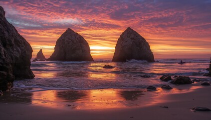 Coastal rocks in a tidal cove with textured surfaces, erosion vulnerability, Laguna Beach landscape