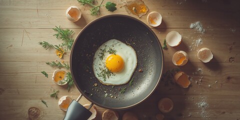 Broken eggs and shells in a pan with a dispenser, highlighting kitchen cleanup and hygiene practices