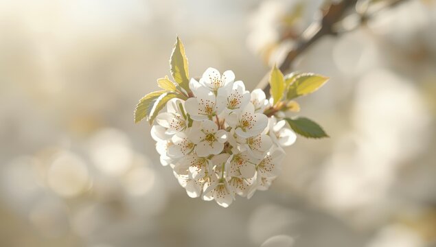 European bird cherry with white tiny flowers, ideal for spring floral arrangements