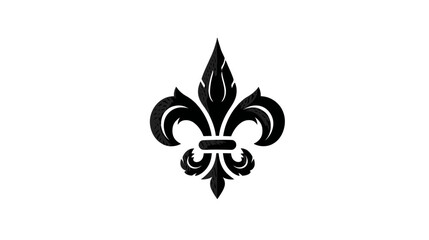 Obraz premium Elegant black fleur-de-lis symbol isolated on white background. Classic heraldic lily sign for royal, decorative, or vintage design.