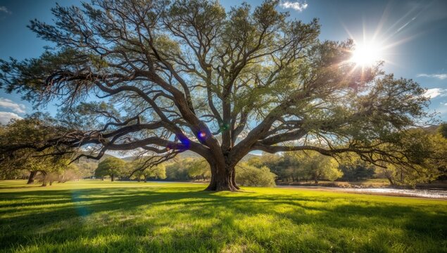 Mature tree at Landa Park providing shade, serving as a natural backdrop for leisure activities