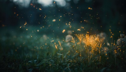 Lightning bugs glowing in darkness, highlighting their role in insect communication and predator deterrence, World Biodiversity Day