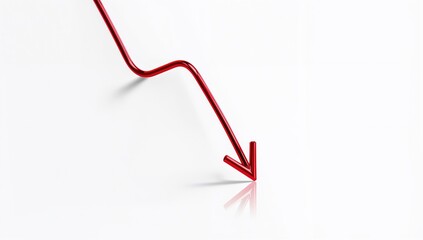 A downward-pointing arrow created with red wires against a large open area for text placement, suitable for editorial headers, Earth Day