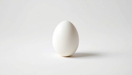 Single white egg on plain backdrop, emphasizing food processing standards and hygiene