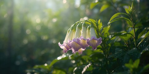 Cluster of vibrant devils trumpets, focusing on botanical growth during spring