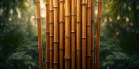 Natural bamboo with textured vertical pattern and knots, used for eco-friendly wall covering, Earth Day