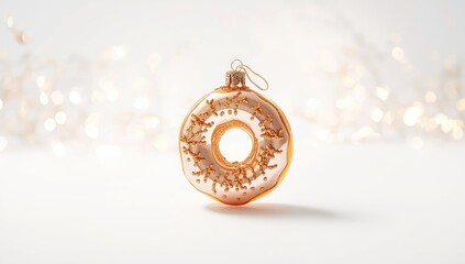 Decorative glass ornament resembling donuts for Christmas tree adornment, holiday season