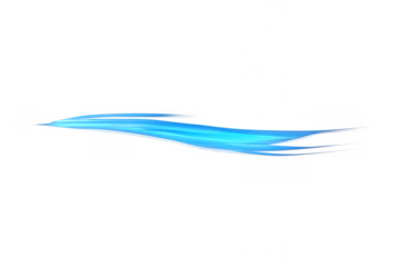 Dynamic blue light streak glowing with motion blur effect, moving fast with energy stream on transparent background