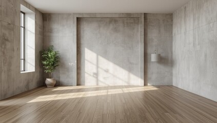 Fototapeta premium Industrial gray concrete and plaster wall surface used as a backdrop for graphic design or signage, emphasizing functional space