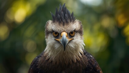 Naklejka premium Harpy eagle housed in a Panama aviary, focusing on avian conservation and habitat preservation