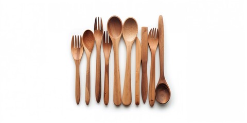 Wooden kitchen-ware set used for home cooking, natural materials and traditional craftsmanship