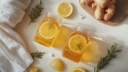 Making probiotic beverage with lemon and ginger, featuring fermentation process, Earth Day